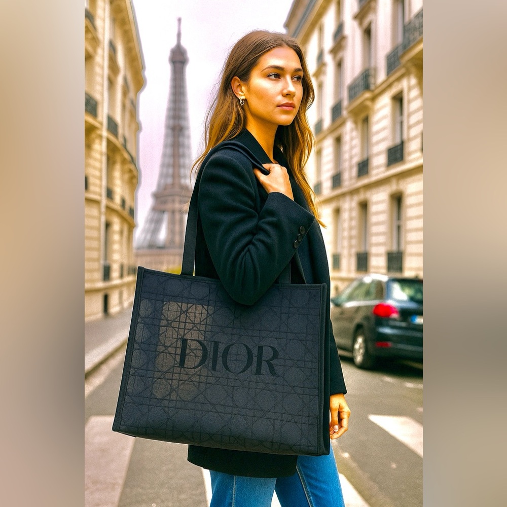 Christian Dior Beauty Parfums Makeup Black Velvet Mesh Large Tote Bag - Picture 12 of 15